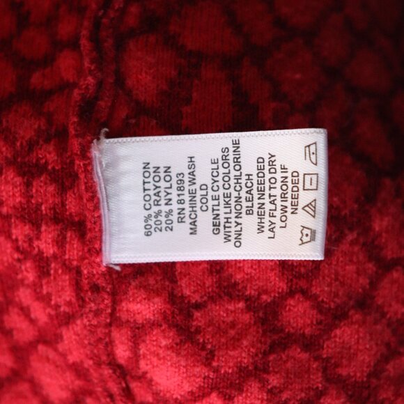 Isaac Mizrahi Live! Womens Long Button Down V Neck Red Reptile Cardigan Size L - Picture 13 of 14